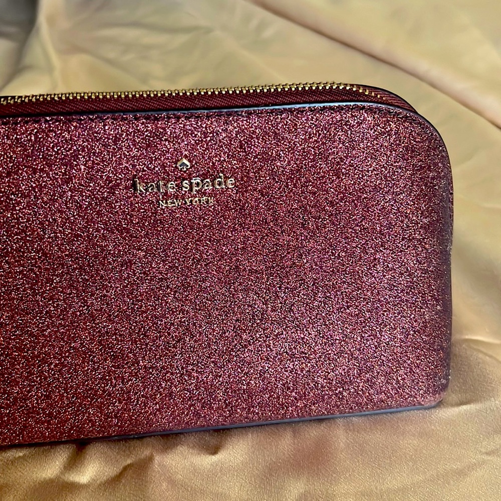 Kate Spade Burgundy Sparkle Makeup/ Small Wallet Purse